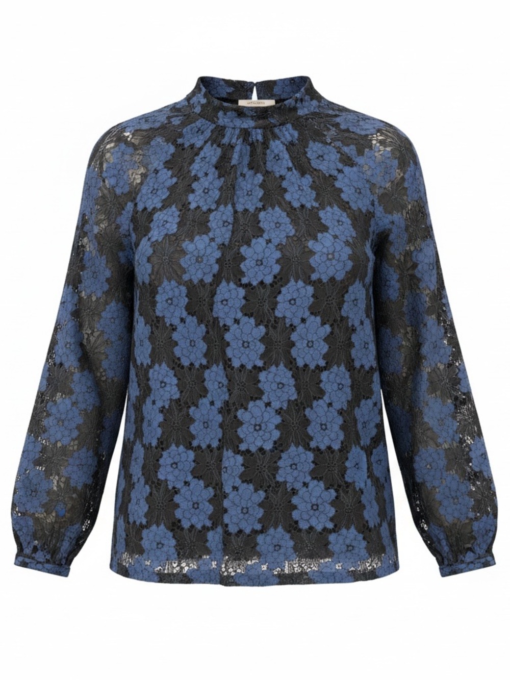 Trina Turk black and blue lace blouse- SMALL